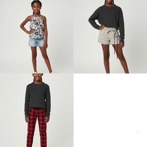 LOT: Old Navy Shorts, Blouse, Flannel Pants. All size 8